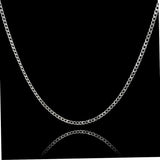 Silver Rhodium Plated Cuban Link Chain Necklace for Men & Women – Tarnish-Resistant Classic Curb Chain