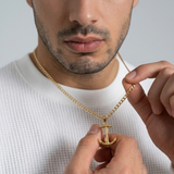 18K Gold Filled Maritime Anchor Pendant Necklace – Rope-Wrapped Nautical Anchor Curb Chain Necklace for Men & Women
