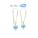 18K Gold Filled Hawaiian Long Wire Drop Earrings with Pink Pearl Accent