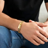 18K Gold Luxury Stainless Steel Watch-Link Bracelet – 12mm Wide Tarnish-Proof Iconic Wristwear for Men  (21cm)