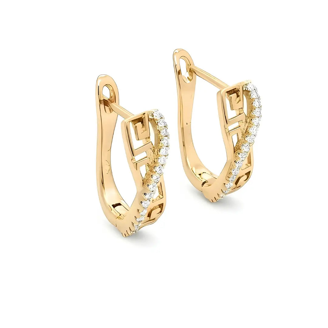 18K Gold Filled Cubic Zirconia Huggie Hoop Earrings – 18mm Pavé Crystal Tarnish-Proof Earrings for Women