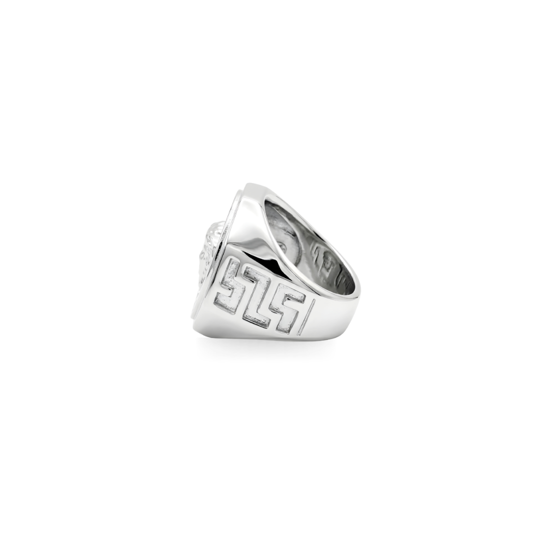 Silver Mythic Head Statement Ring – Bold Luxury Design for Men