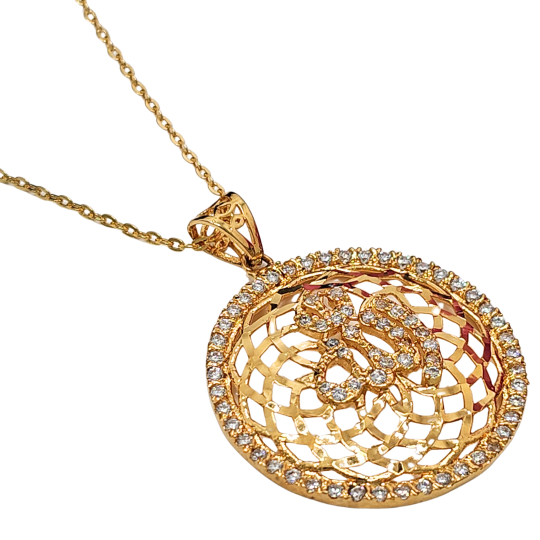 18K Gold Filled ALLAH Pendant CZ Necklace