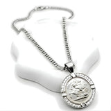 1913 Sovereign Pendant with Diamonds & Cuban Link Chain - Silver Rhodium Plated Tarnish-Proof