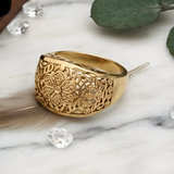 18K Gold Filled Filigree Floral Statement Ring