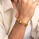 18K Gold Filled Cuban Link Chain Bracelet 20cm x 12mm
