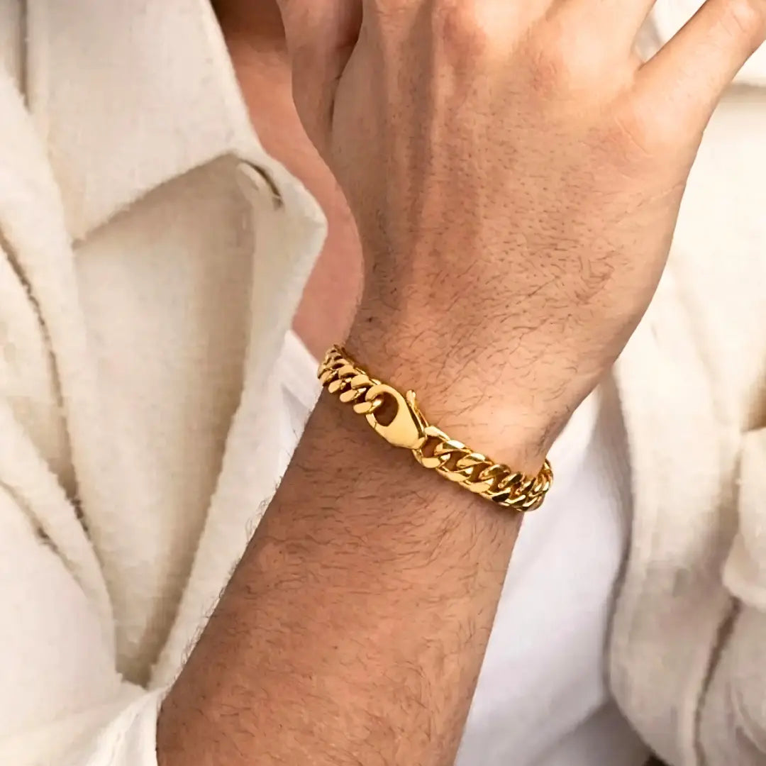 18K Gold Filled Cuban Link Chain Bracelet 20cm x 12mm