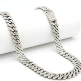 Silver Iced-Out Cuban Link Chain 55cm x 14mm