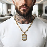 18K Gold Filled 54cm x 6mm Cuban Link Chain Necklace with World Champions Pendant – Fully Polished, Lobster Clasp