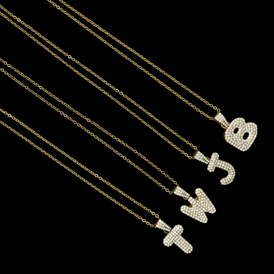 18K Gold Filled Letter J, B, W & T Pendant Necklaces