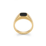 18K Gold Filled Men’s Black Agate Signet Ring (US Size 15) – Tarnish-Proof Luxury Statement Ring