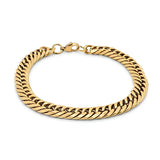 23CM x 7MM 18K Gold Filled Double Curb Chain Bracelet – Unisex Tarnish-Proof Cuban Link Bracelet