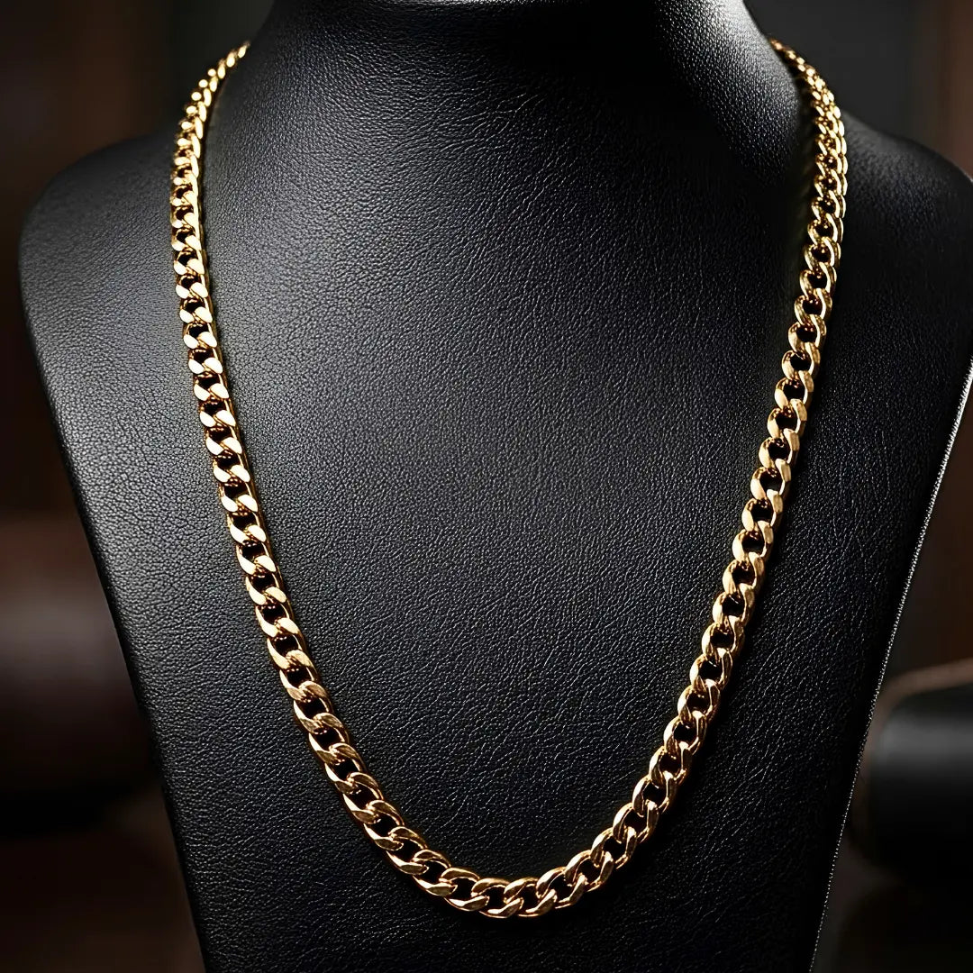 40CM x 5MM 18K Gold Filled Cuban Link Chain – Tarnish-Proof  Unisex Necklace