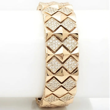 18K Gold Filled Pyramid Diamond Bracelet for Men & Women – Geometric Studded Statement Bracelet