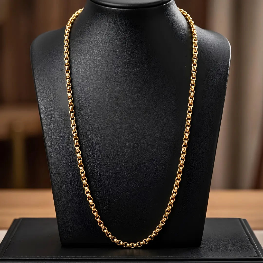 50CM x 5MM 18K Gold Filled Belcher Chain Necklace –  Tarnish-Proof Unisex Gold Chain