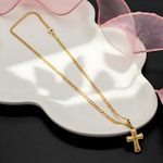 Load image into Gallery viewer, 18K Gold Filled Cross Pendant Necklace with Cuban Link Chain