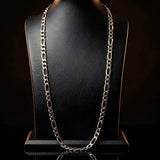 49CM x 7MM Silver Stainless Steel Figaro Chain  – Tarnish-Proof Necklace