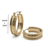14K Gold Filled Hawaiian Chevron Carved Oval Hoop Earrings | Tarnish-Proof