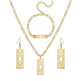 18K Gold Filled Mom Necklace, Bracelet & Earrings