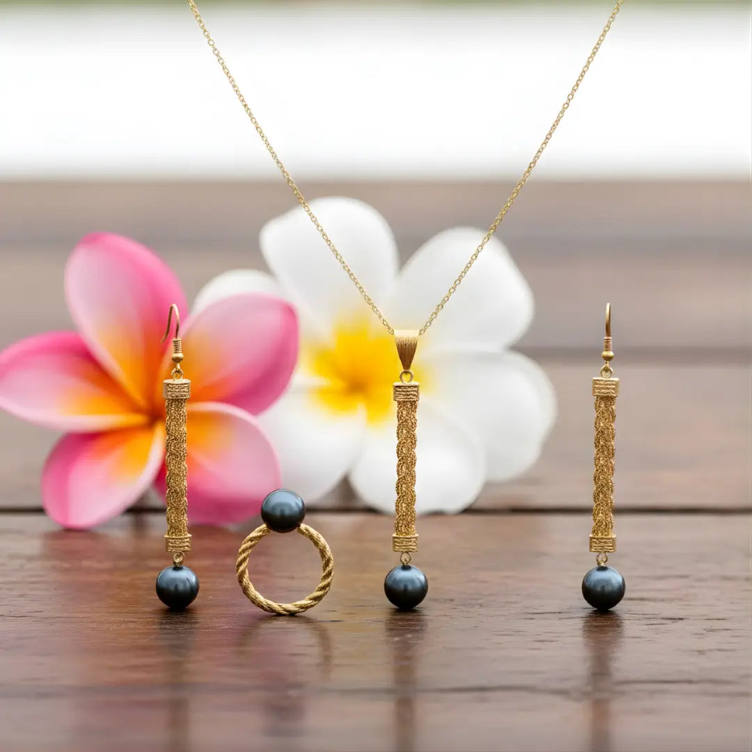 18K Gold Filled Hawaiian Pearl Set with Ring