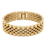 21CM x 12MM Unisex 18K Gold Filled Stainless Steel Jubilee Link Bracelet – Tarnish-Proof Watch Band Chain