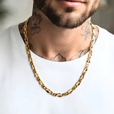 60CM x 12MM 18K Gold-Filled Figaro Chain Necklace –  Flat Link Unisex Heavy Duty Tarnish-Proof Chain