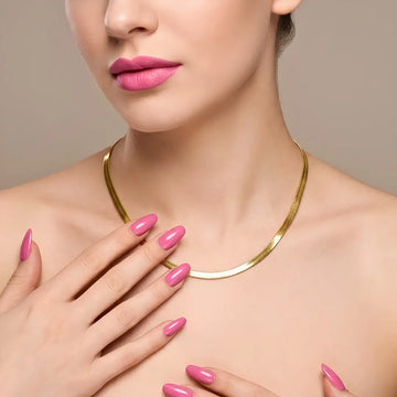 40CM + 5CM Extension 18K Gold-Filled Tarnish-Proof Herringbone Chain Necklace – Unisex Liquid Gold Flat Snake Chain