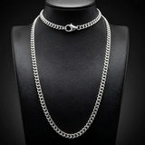 60CM x 6MM Silver Stainless Steel Curb Cuban Link Chain Necklace for Men/Women - Tarnish Proof