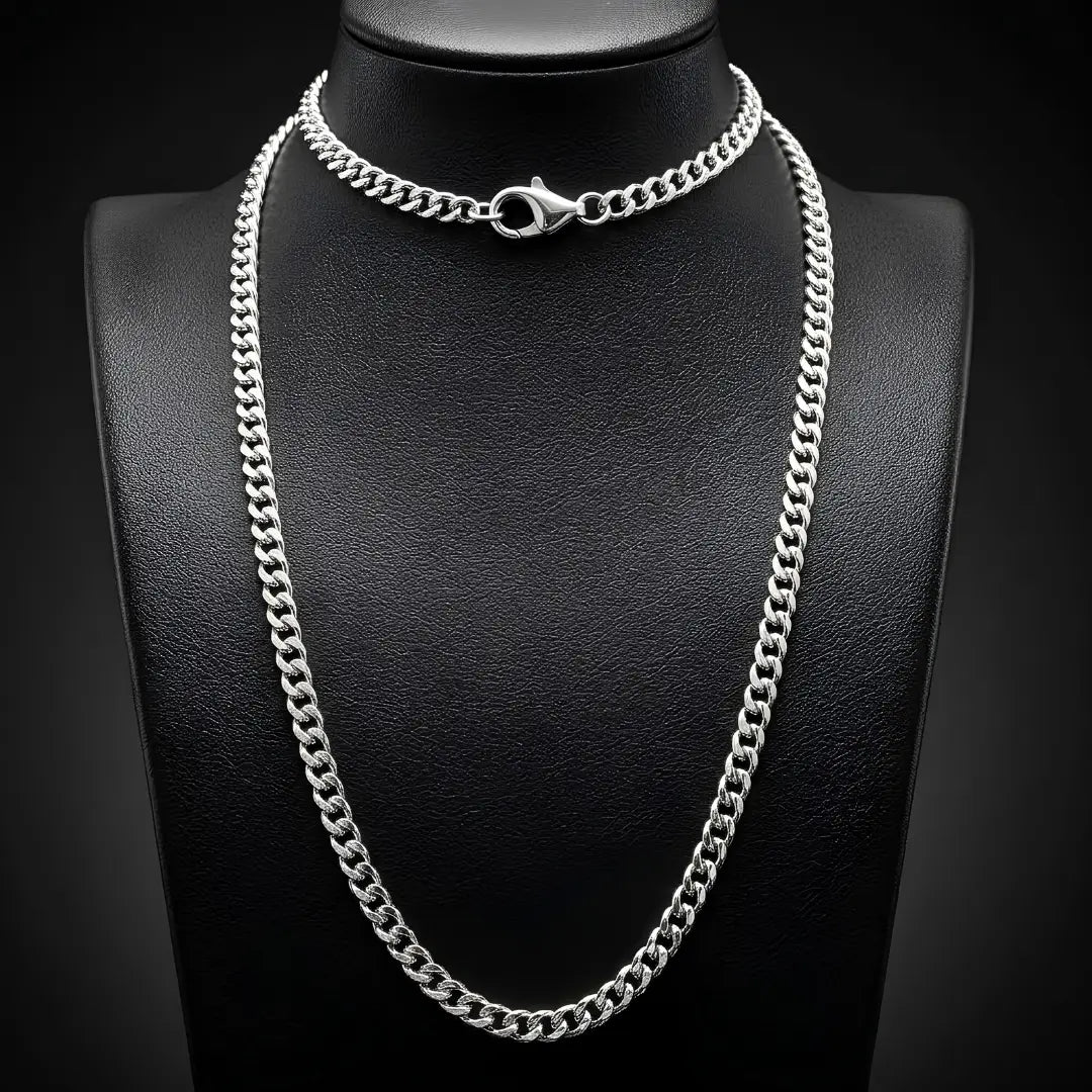 60CM x 6MM Silver Stainless Steel Curb Cuban Link Chain Necklace for Men/Women - Tarnish Proof