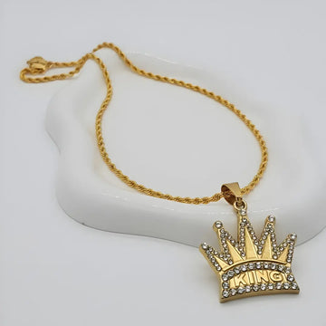18k Gold Filled Iced Out "KING" Pendant
