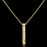 18K Gold Filled Vertical Engraved 3D Bar Pendant Necklace – "I LOVE YOU" Heart Inscription Bar Necklace