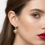 18K Gold Filled Cutout Puffed Heart Huggie Hoop Earrings – Dainty Drop Earrings for Women