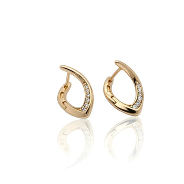 18K Gold Filled Leaf Shaped Huggie Earrings