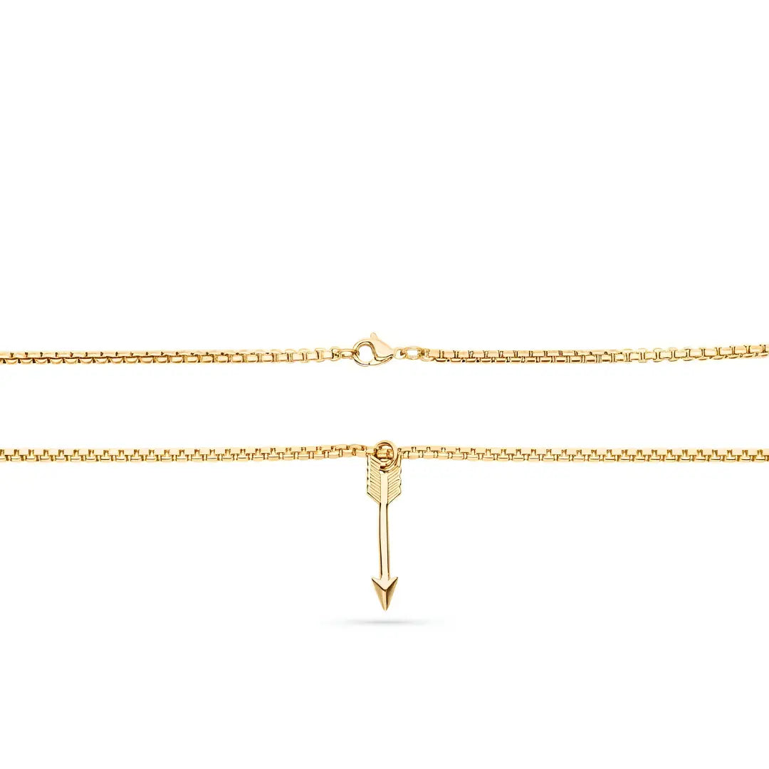 Gold & Silver Tone Arrow Pendant Necklace (58cm Box Chain) – Modern Statement Jewelry