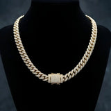 18K Gold Filled Iced-Out Cuban Link Chain Necklace (12mm x 45cm) – Pavé Diamond-Style Luxury Jewelry