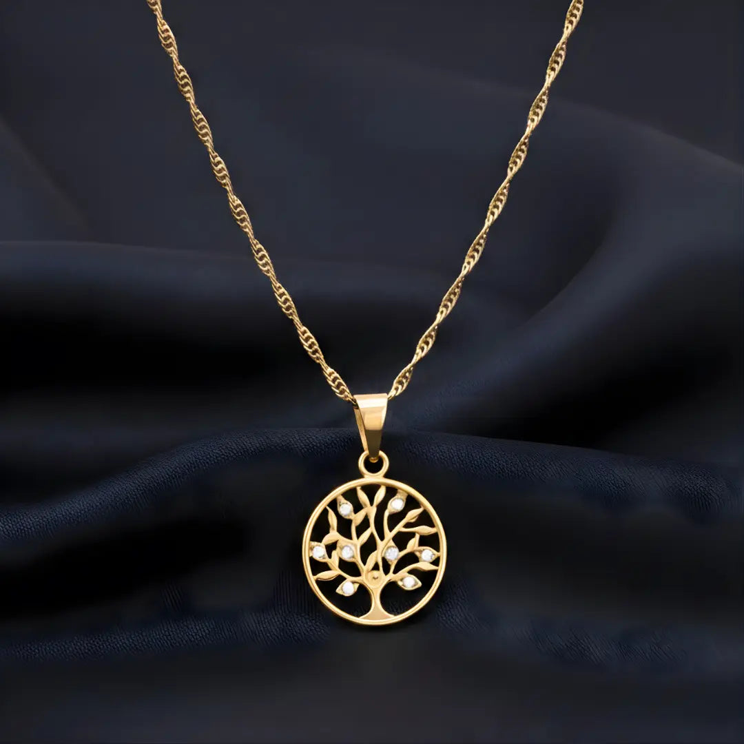 18K Gold Filled Money Tree Pendant with Diamonds