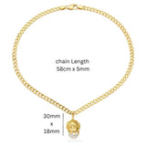 18K Gold Filled Lion Head Necklace – Tarnish-Proof Cuban Link Chain with Ruby & Zirconia Pendant Options