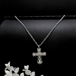 Load image into Gallery viewer, Silver Rhodium Plated Cross with CZ
