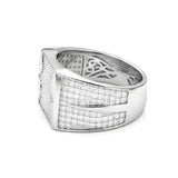 Men's Diamond Pave Signet Ring in Sterling Silver (Tarnish-Proof) - Size 12