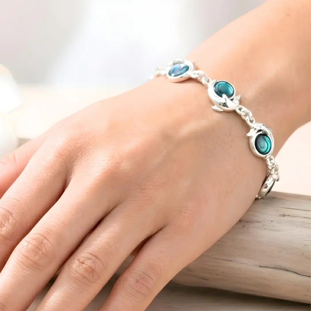 Silver Fish Paua Shell Bracelet