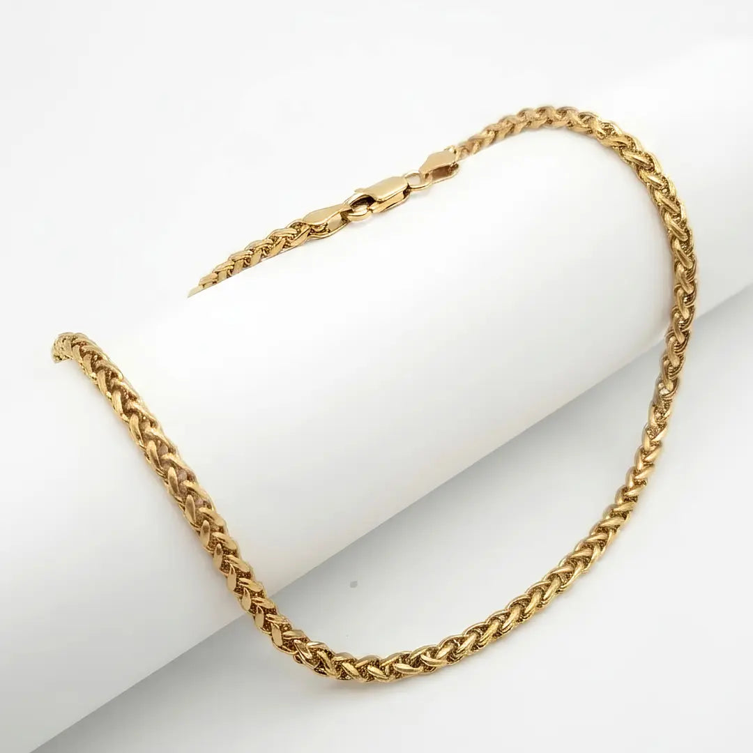 Gold & Silver Tone Wheat Spiga Chain Necklace (6mm x 60cm) – Bold Braided Statement Jewelry [skujdzlukebox4]