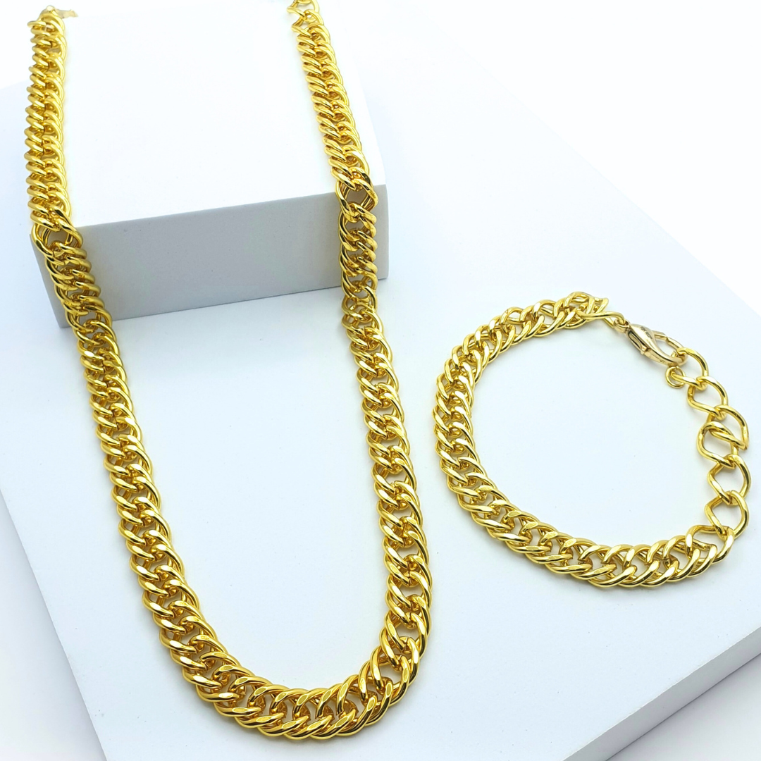 14K Gold Filled Cuban Link Chain & Bracelet