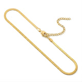 18K Gold Filled Herringbone Snake Chain Necklace – Sleek Flat Snake Chain for Women