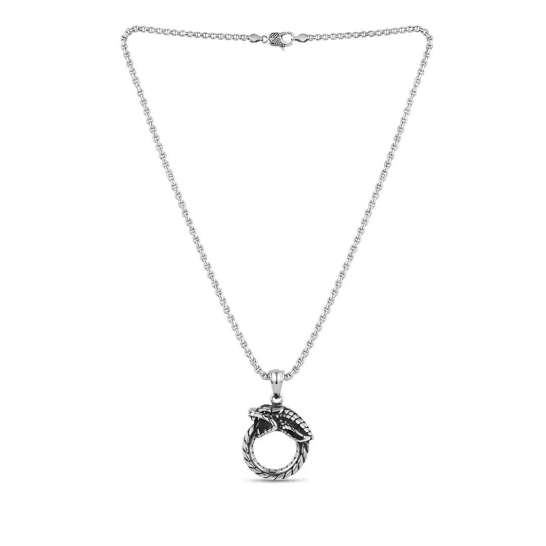 Ouroboros Pendant Necklace – Eternity & Rebirth Symbol Stainless Steel (60cm Chain)
