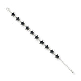 Silver Starfish Black Enamel Bracelet – Pavé CZ Celestial Star Charm Bracelet