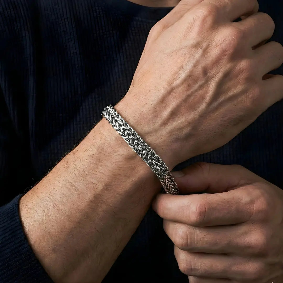 Silver Woven Bracelet for Men