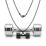 Dumbbell Gym Pendant Necklace – Stainless Steel Fitness Jewelry (Silver, Gold & Black)