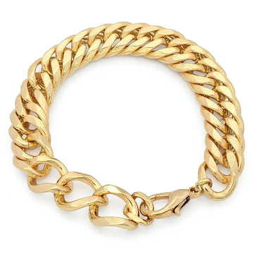 18K Gold Filled  Heavy Cuban Link Chain Bracelet - 23cm x 14mm
