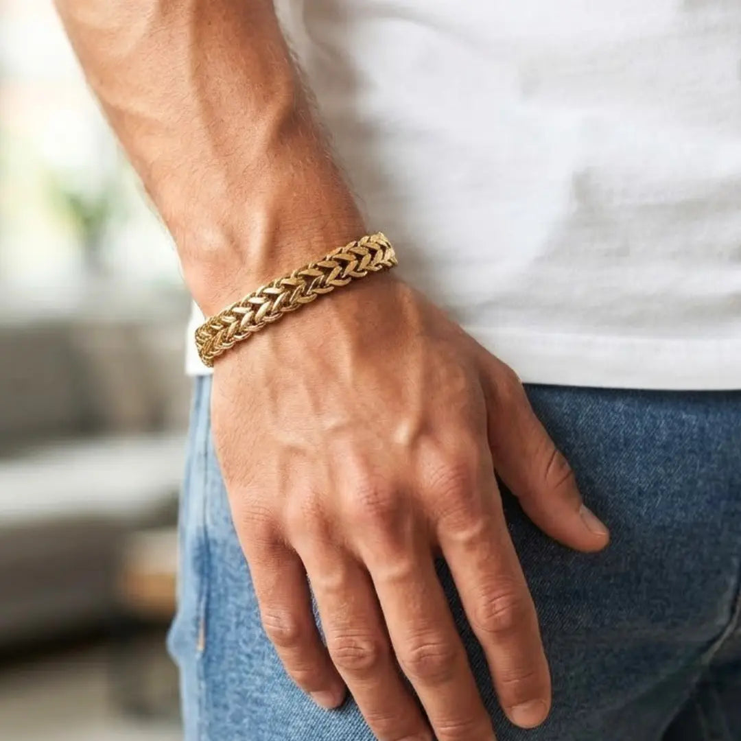 18mm Heavy Franco Foxtail Woven Chain Bracelet (22cm) – Tarnish-Resistant Luxury Statement Wristband in Gold, Silver & Black