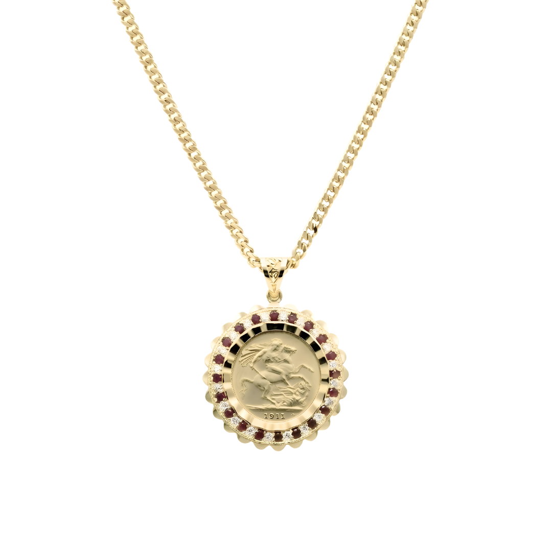 18K Gold Filled  Tarnish Proof Sovereign Pendant Necklace